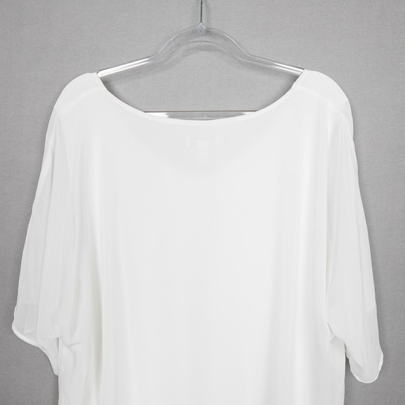 Nina Leonard Women's 1X White V-Neck Layered Short Sleeve Tunic Top Blouse - Picture 6 of 11